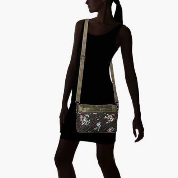 Lug Olive Green/Bouquet Black Color Blocked Quilted Convertible Crossbody RFID - Picture 14 of 14